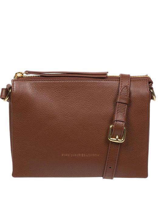 Pure Luxuries Brown 'Niki' Dark Nappa Leather Cross Body Bag