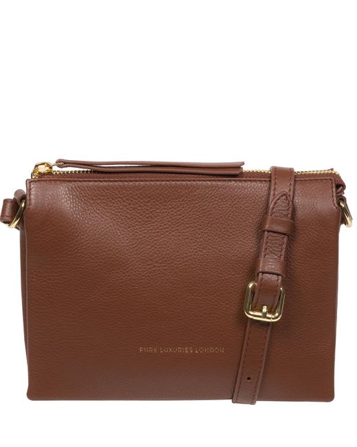 Pure Luxuries Brown 'Niki' Dark Nappa Leather Cross Body Bag