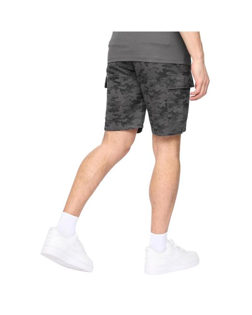 Crosshatch Black Janscore Elasticated Waist Cargo Shorts (Dark) Cotton for men