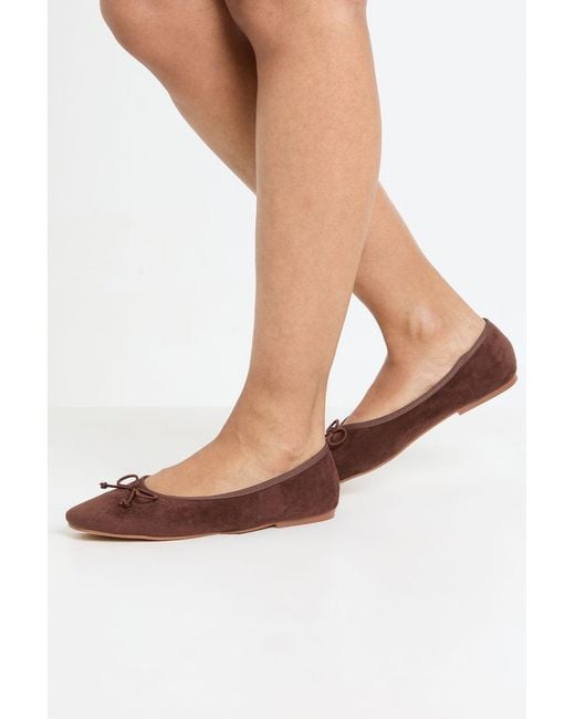 Boohoo White Faux Suede Bow Detail Square Toe Ballet Flats