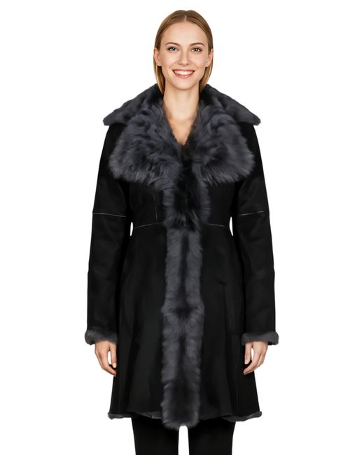 Infinity Leather Black Toscana Sheep Suede Trench Coat- Celeste Sheepskin