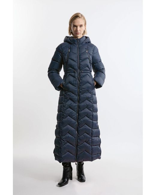 Karen Millen Blue Tall Lightweight Packable Maxi Coat
