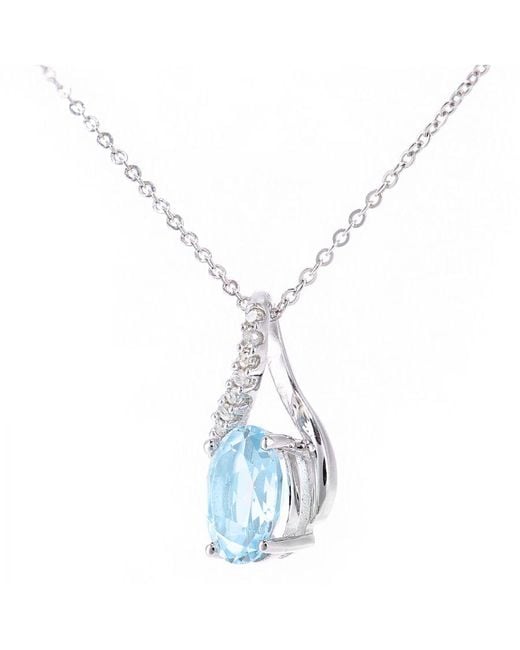 DIAMANT L'ÉTERNEL Blue 9Ct 1.02Ct Topaz And 0.04Ct Diamond Pendant