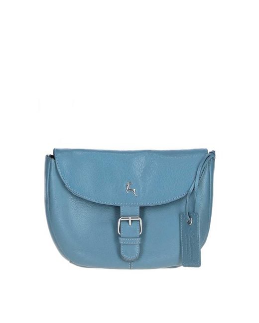 Ashwood Leather Blue 'Limerick' Real Flap Crossbody Bag