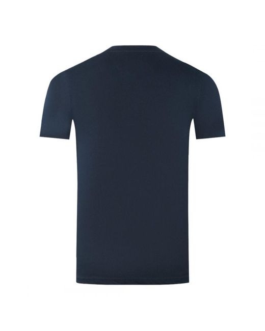 Aquascutum Blue Large Bold London Aldis Brand Logo T-Shirt for men
