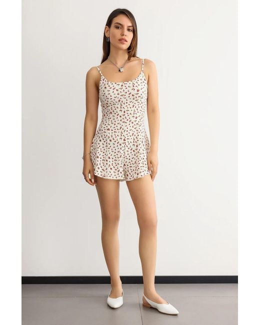 Hiccup White Floral Woven Spaghetti-Strap Playsuit