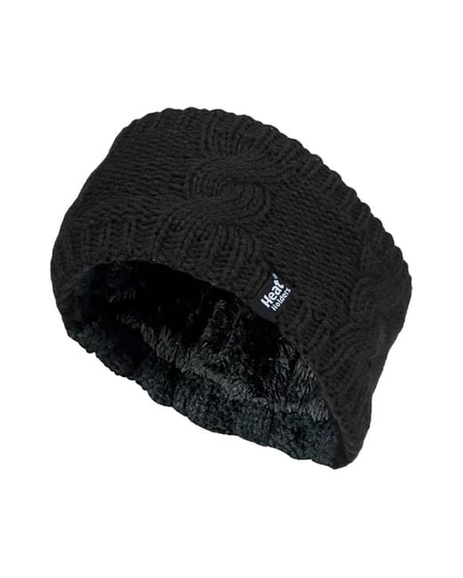 Heat Holders Black Ladies Cable Knitted Fleece Lined Thermal Winter Ear Warmer Headband