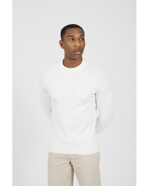 Brave Soul Long Sleeve Ribbed Raglan Jumper in White for Men Lyst UK