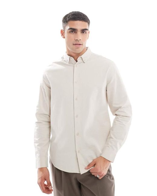 ASOS White Regular Seersucker Shirt for men