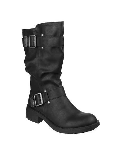 Rocket Dog Black Ladies Trumble Faux Leather Biker Boots