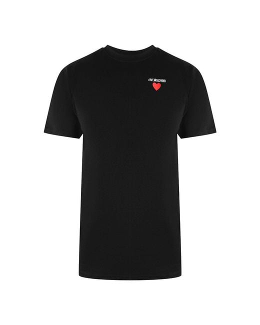 Moschino Black Love Small Heart Logo T-Shirt Cotton for men