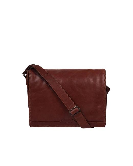 Conkca London Red 'Zico' Conker Leather Messenger Bag