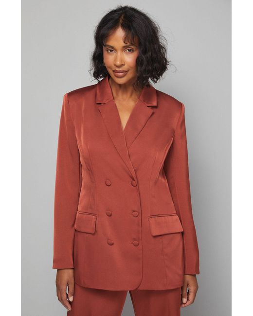 Wallis Red Longline Double Breasted Blazer