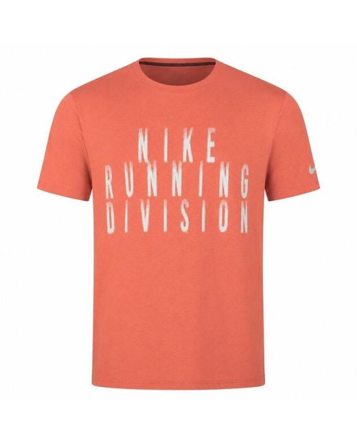 Nike Orange Rise 365 Running Division Dri-Fit Short-Sleeve Top for men