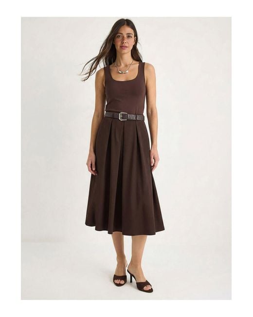 Bianco Lucci White High Waist Midi Skirt With Belt