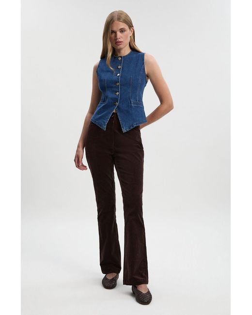 Karen Millen Blue Stretch Cord Kickflare Jean