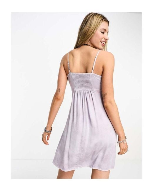 Collusion Purple Tie Dye Satin Mini Summer Dress With Lace Trim