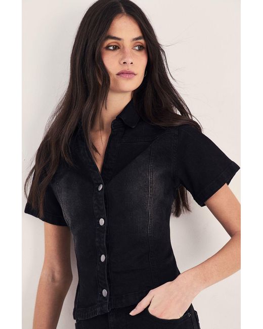Nasty Gal Black The Sculpted Denim Shirt