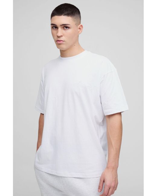 BoohooMAN White Oversized Bm Signature Embroidered Crew Neck T-shirt for men