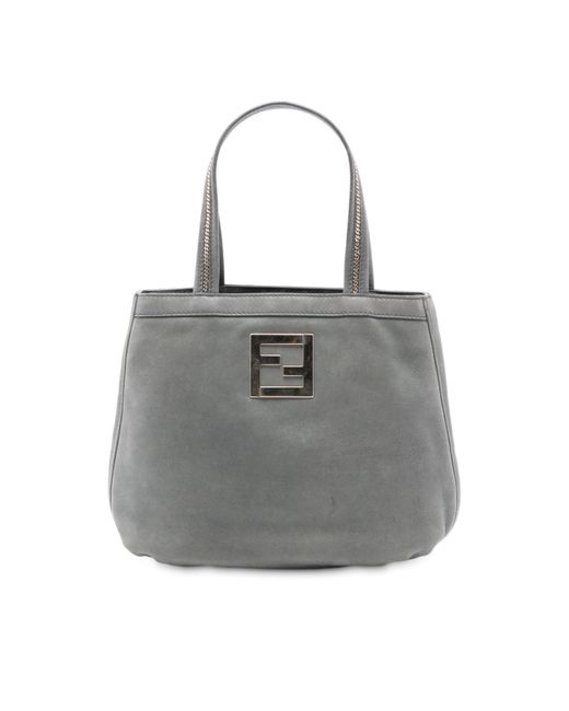 Fendi Gray Pre-Owned Nubuck Ff Chains Tote