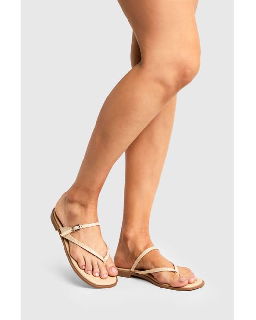 Boohoo White Double Strap Toe Post Sandals