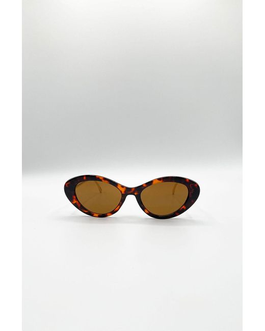 SVNX Brown Cat Eye Metal Side Detail Sunglasses
