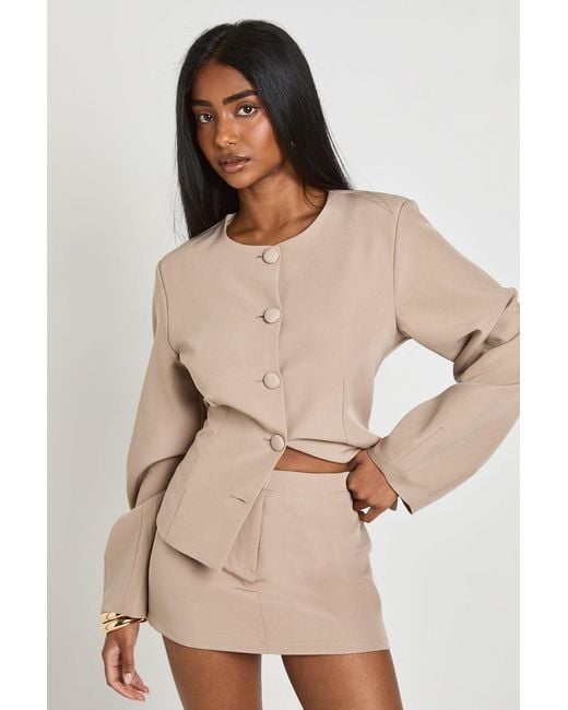 Boohoo Natural Tailored Micro Mini Skirt