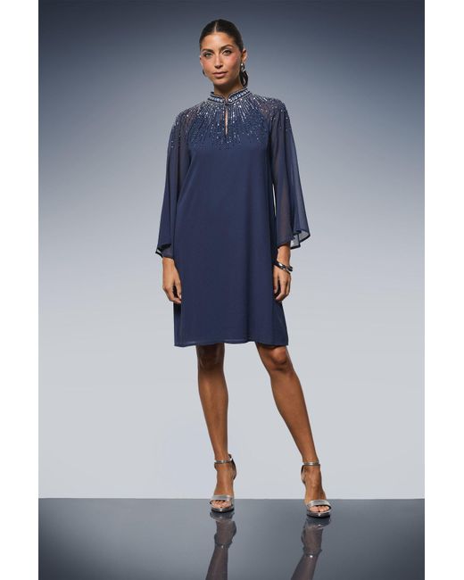 Wallis Blue Occasion Ombre Embellished Shift Dress