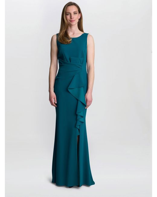 Gina Bacconi Blue Jayden Crepe Maxi Dress