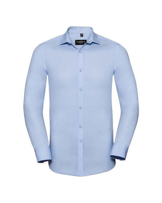 Russell Blue Collection Ultimate Stretch Long-Sleeved Formal Shirt (Bright Sky) for men