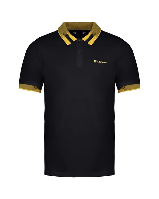 Ben Sherman Black Collar Interest Polo Shirt Cotton for men