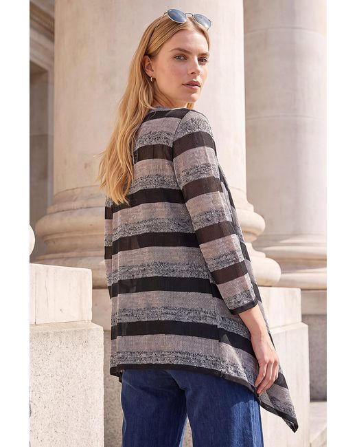 Roman Black Mock Layer Stripe Cardigan
