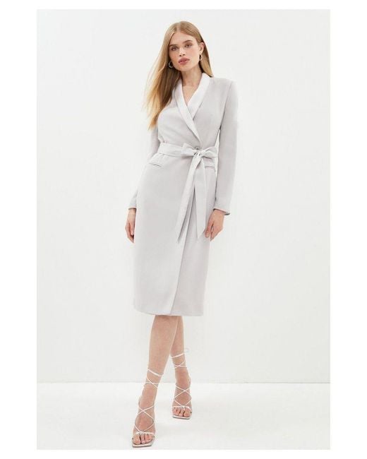 Coast White Tuxedo Tie Waist Midi Dress