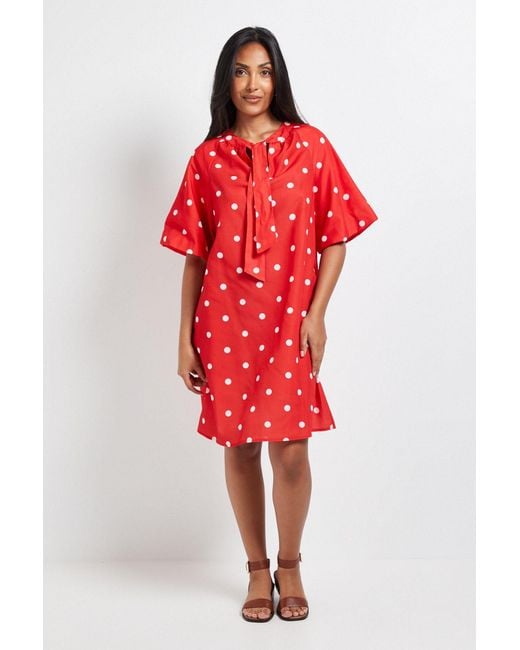 Wallis Red Petite Polka Dot Shift Dress