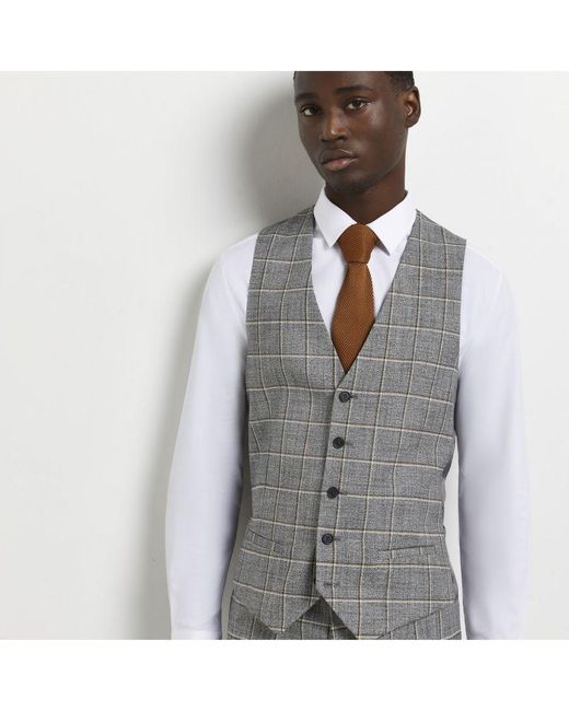 River island hotsell grey waistcoat