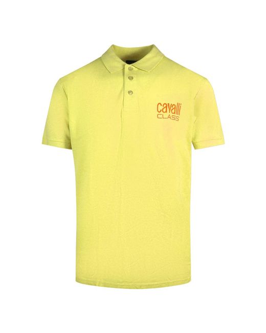 Roberto Cavalli Yellow Bold Logo Polo Shirt for men