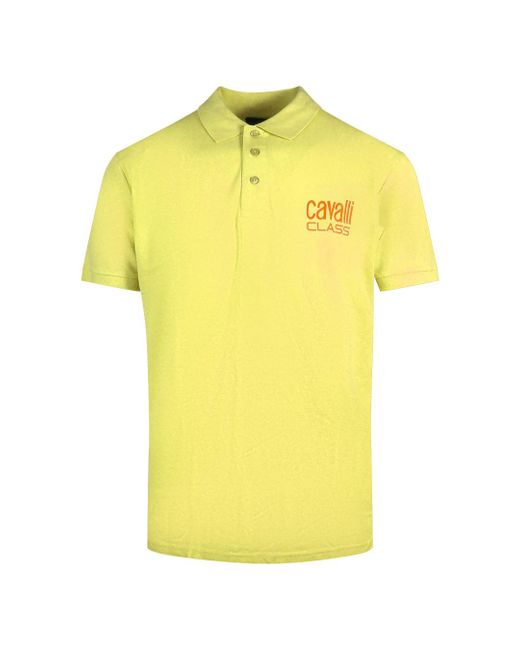 Roberto Cavalli Yellow Bold Logo Polo Shirt for men