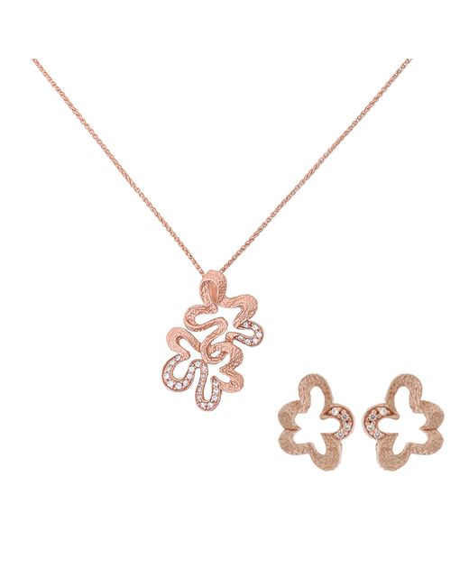Orphelia Metallic 'Malenia' 925 Sterling Set: Chain-Pendant + Earrings