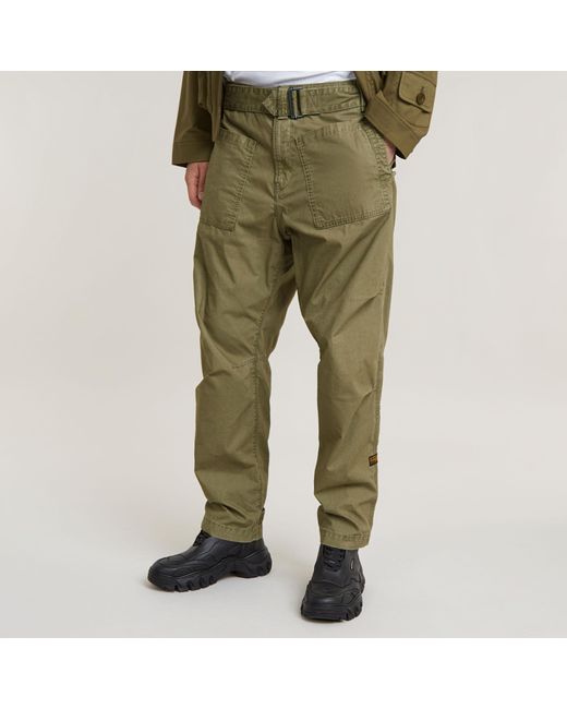 G-Star Green Fatigue Relaxed Tapered Pants for men