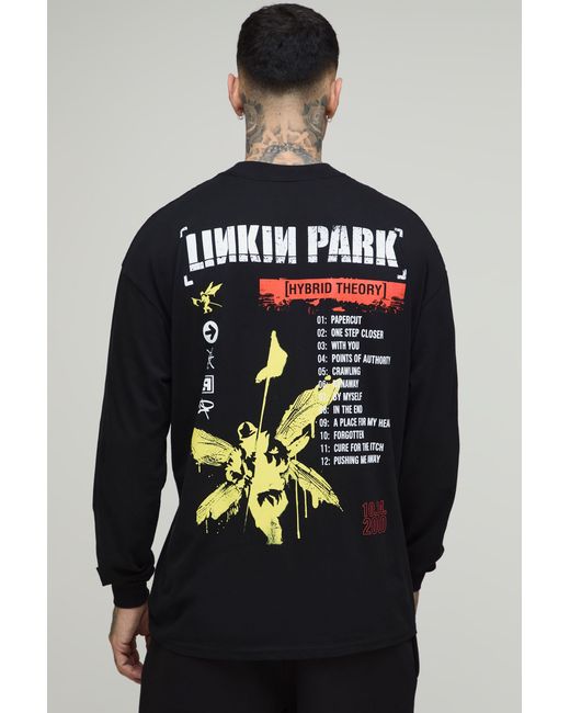BoohooMAN Gray Tall Regular Long Sleeve Linkin Park License Print T-Shirt for men