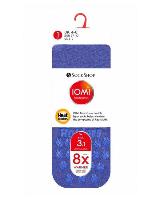 IOMI Blue Ladies Thick 3.1 Tog Non Slip Grip Slipper Socks For Raynauds for men