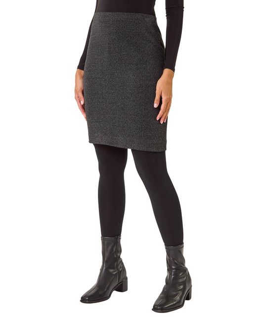 Roman Black Smart Textured Stretch Skirt