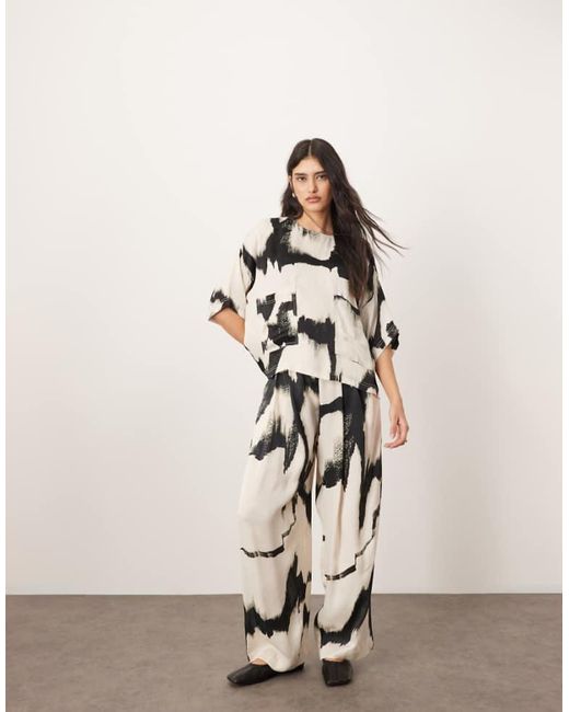 ARRANGE Natural Satin Straight Leg Trouser Co-Ord
