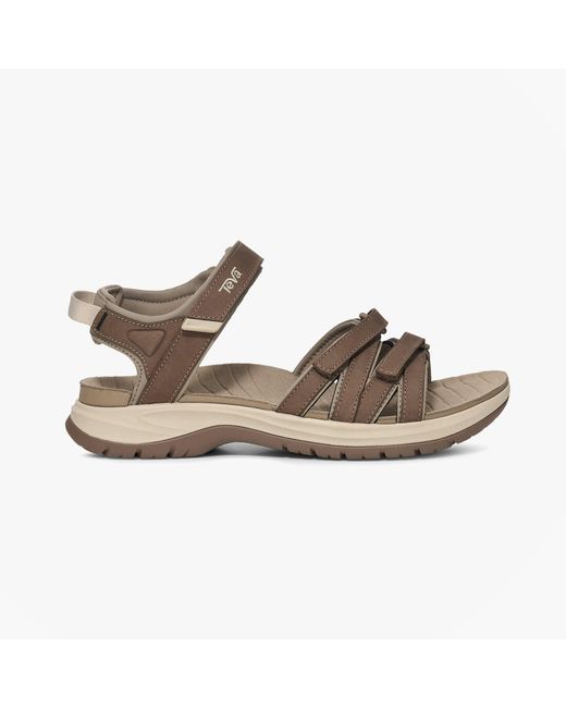 Teva Brown Tirra Sport Leather Cross Strap Sandals Caribou