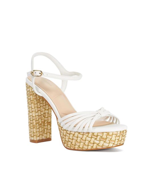 Dune Metallic Minogue Raffia Platform Heels