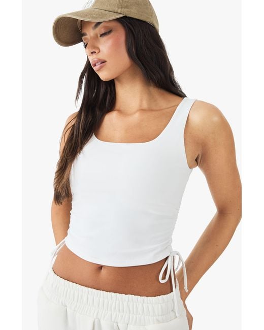 DSGN Studio White Sculpt Ruched Side Vest Top