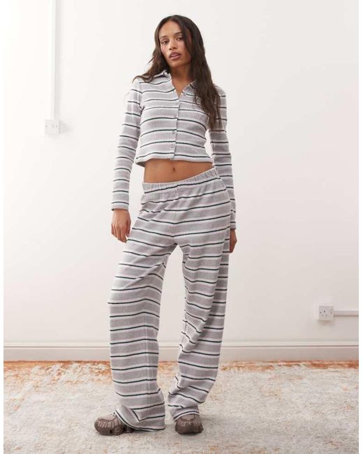 Reclaimed Vintage Gray Brushed Stripe Pull On Trouser Co-Ord