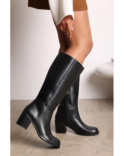 Where's That From Black Wheres 'Colette' Faux Leather Knee High Block Heel Boot