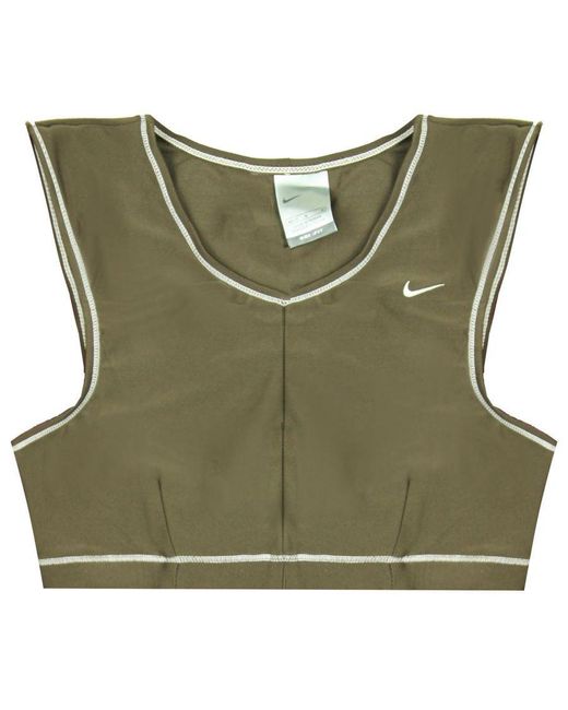 Nike Green Dri-Fit Sports Bra Fitness V-Neck Sleeveless Training Top 222665 204