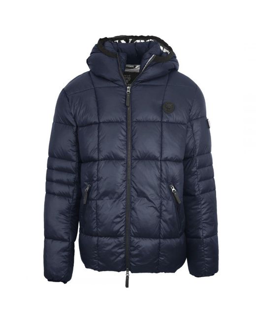 Philipp Plein Blue Small Circle Logo Quilted Jacket for men